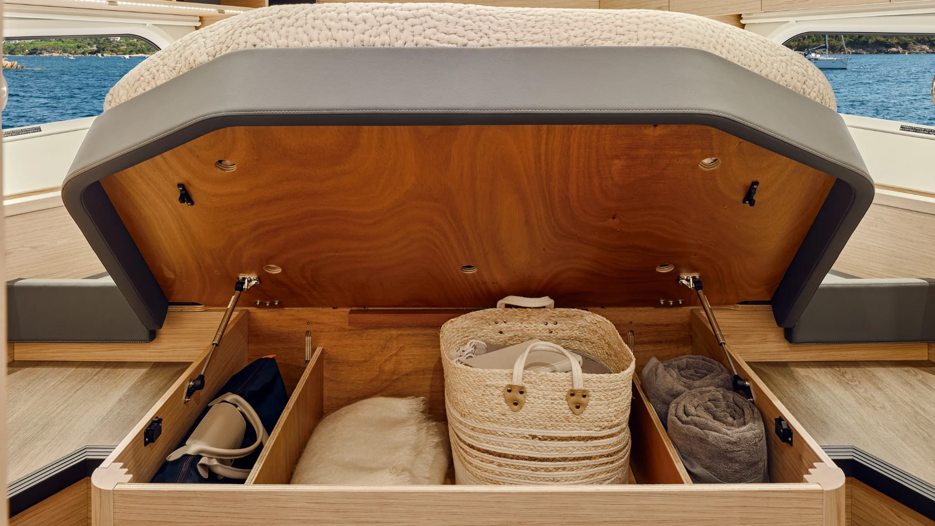 Beneteau Swift Trawler 48 Owner's Cabin Bed Storage