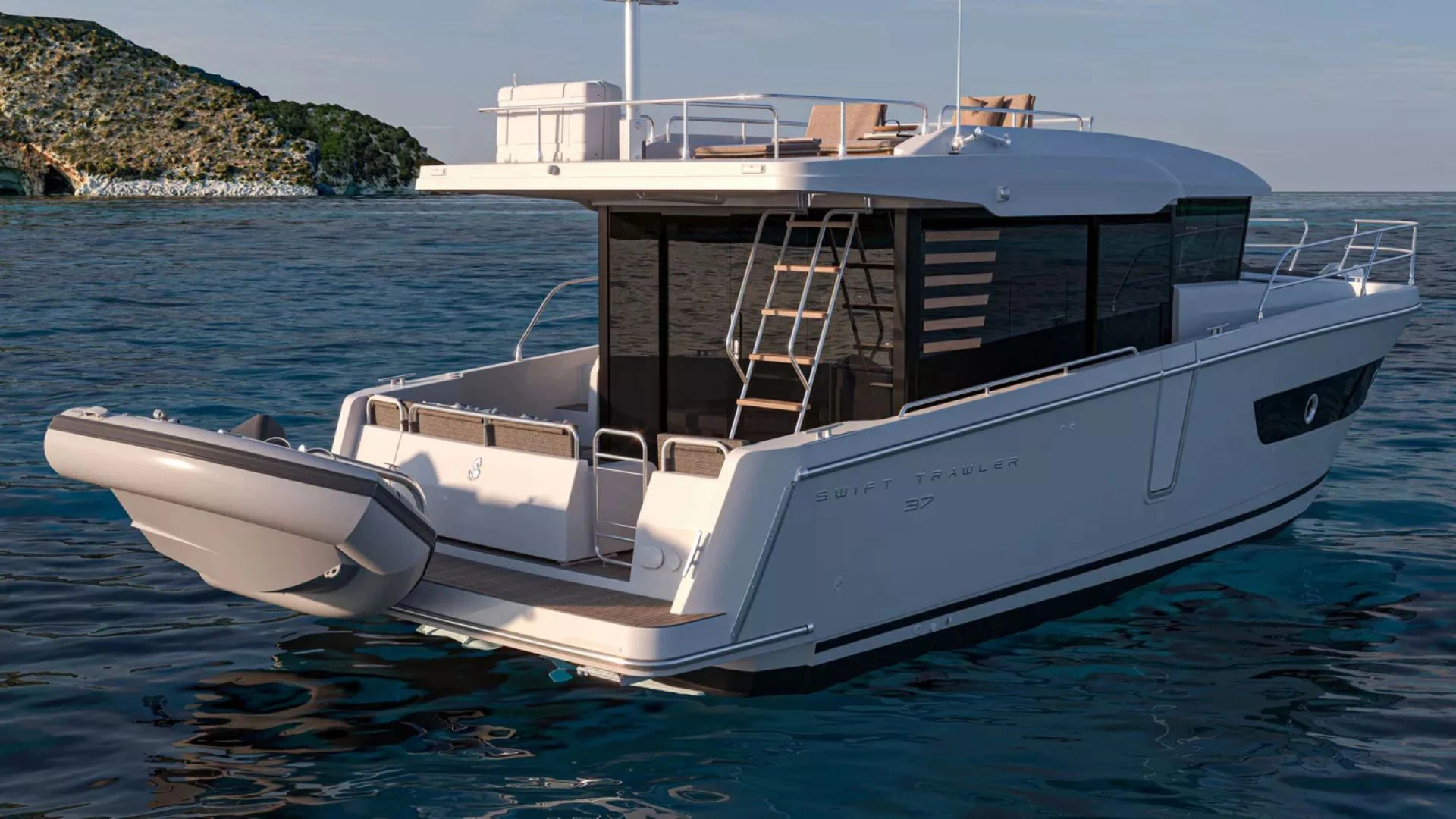 Beneteau Swift Trawler 37 Sedan from behind