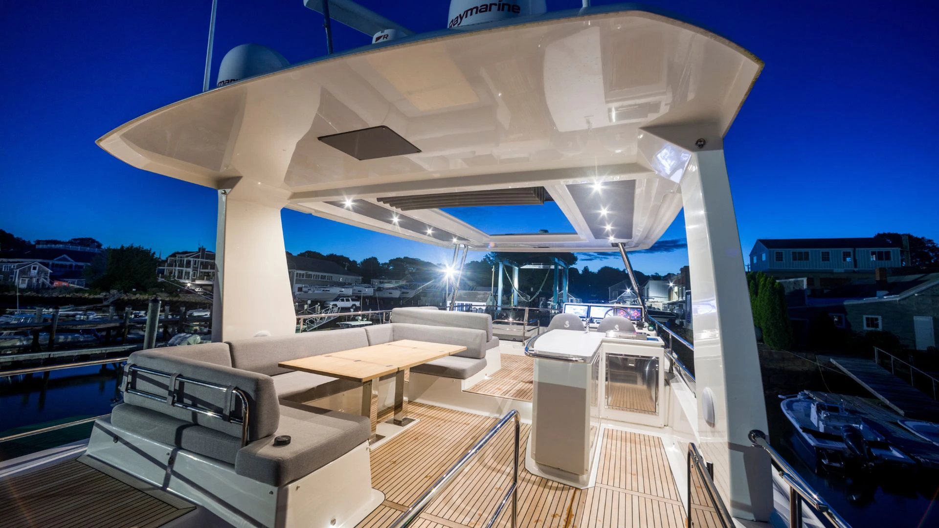 Beneteau Grand Trawler 63 Flybridge at Night